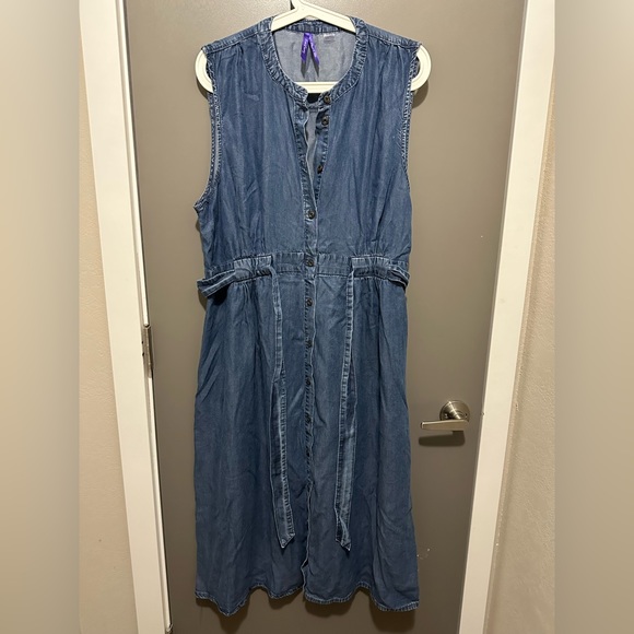 NWOT Seraphine Sleeveless Midi Shirt Nursing and Maternity Dress Djena - Denim - Picture 2 of 4
